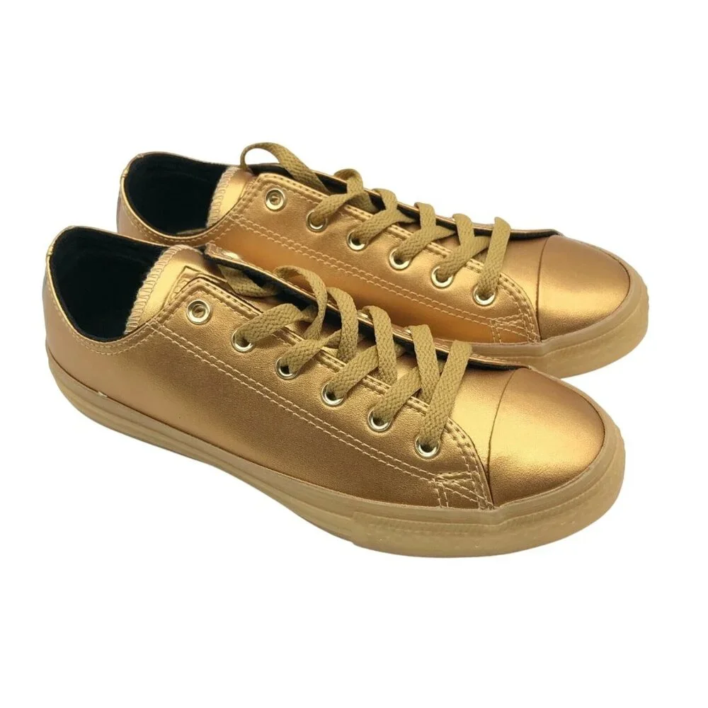Converse Big Kids Boys Girls Low Top Sneakers Lace Up Gold Junior Size 4.5 - Picture 1 of 8